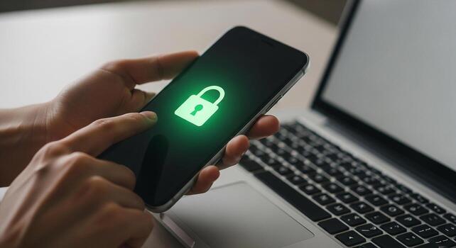 person activating phone security lock a safety measure on a smartphone